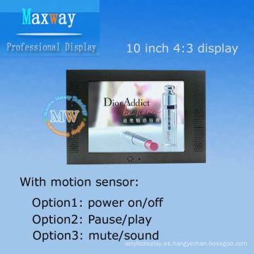 10.4 pulgadas sensor de movimiento activa publicidad POS Video Player